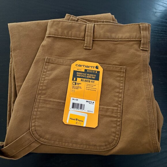 NEW Mens Carhartt BN3279-M Rugged Flex Relaxed Duck Utility Work Pants 34 X 30 - Picture 1 of 5
